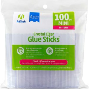 AdTech 100-pack 4-inch Mini Glue Sticks for Crafting, DIY, and Home Repair #W229-34ZIP100 Bulk,Clear