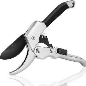 iPower GLPRNR8 8" Professional SK-5 Steel Blade Sharp Anvil Garden Scissors Hedge Pruning Shears, Pruner, Silver&Black