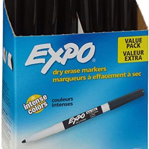 EXPO Low Odor Dry Erase Markers, Fine Tip, Black, 36 Count